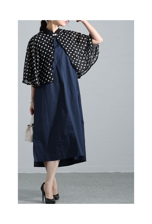 水玉ケープ付きブラウス　美品　dress leave 水玉ケープ付きブラウス 美品 dress leave