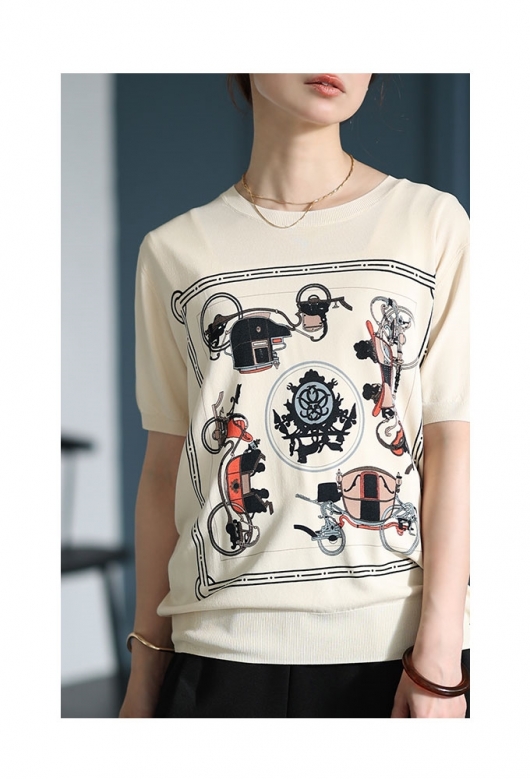 ガーデンプリントチュールトップス（カットソー/Tシャツ）｜LILY