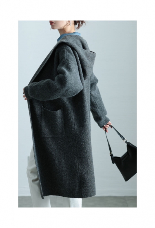 レディース 大人 モード 大人顔に着映えるニットパーカー