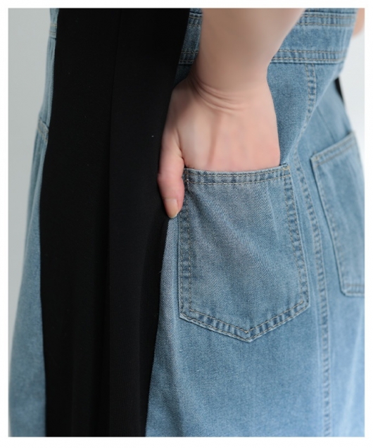 レディース 大人 モード 着痩せが叶う異素材デニムワンピース