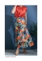 水彩花模様の極彩色フレアスカート