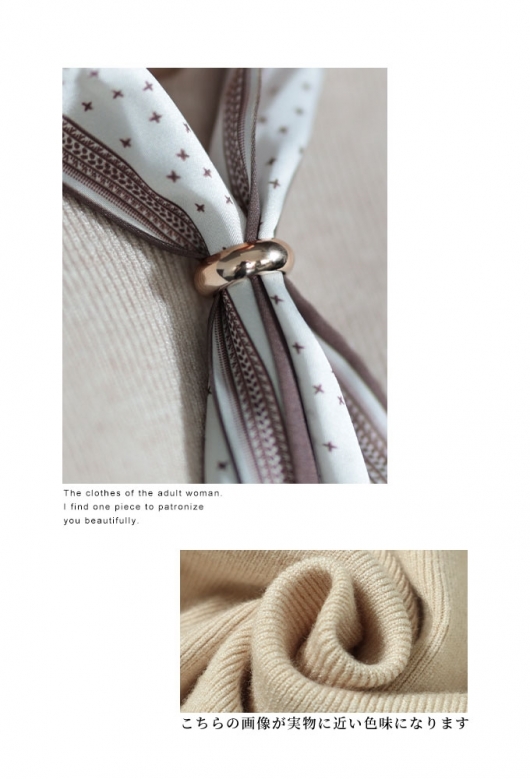 レディース 大人 モード 綺麗めにまとめるスカーフ付きニットトップス