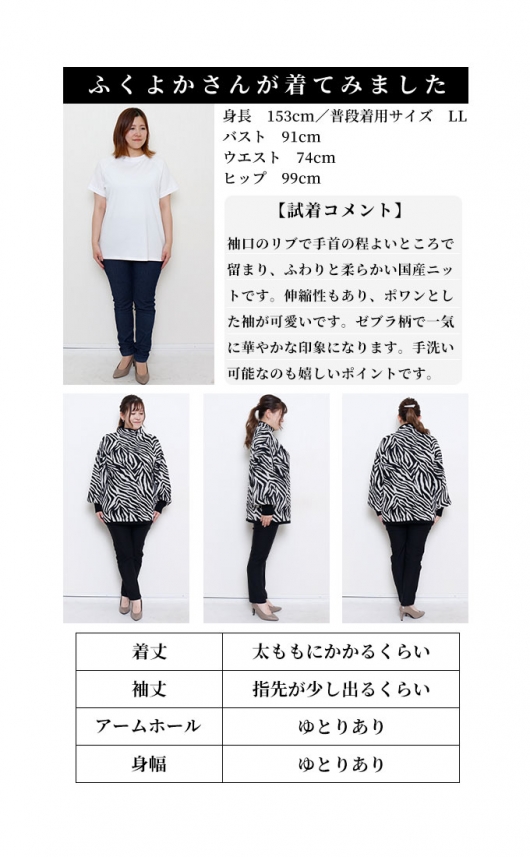 レディース 大人 モード モノトーンで着映えるゼブラ柄ニット