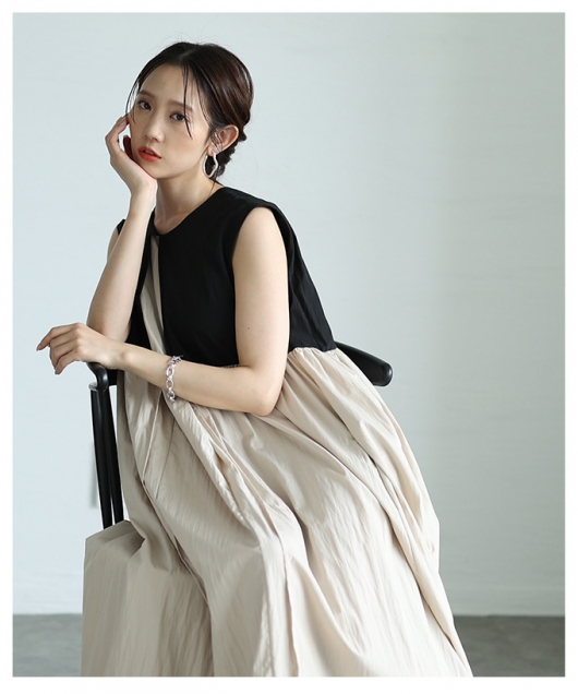 レディース 大人 上品 ハイセンスなフェイクレイヤードワンピース