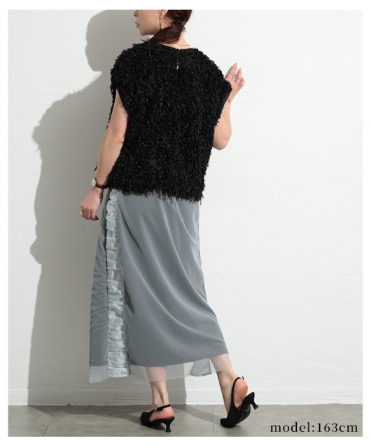 レディース 大人 上品 スポーティーMIXなフェミニンチュール異素材