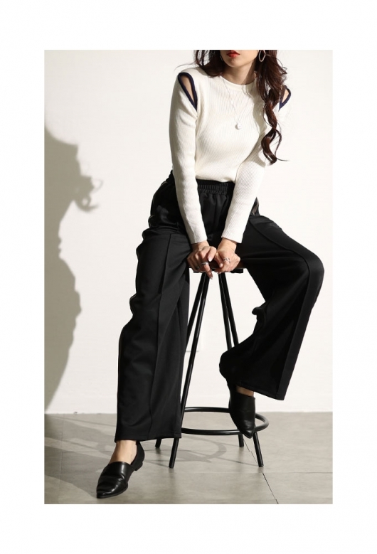 レディース 大人 モード スポーティMIXでこなれるサイドラインパンツ