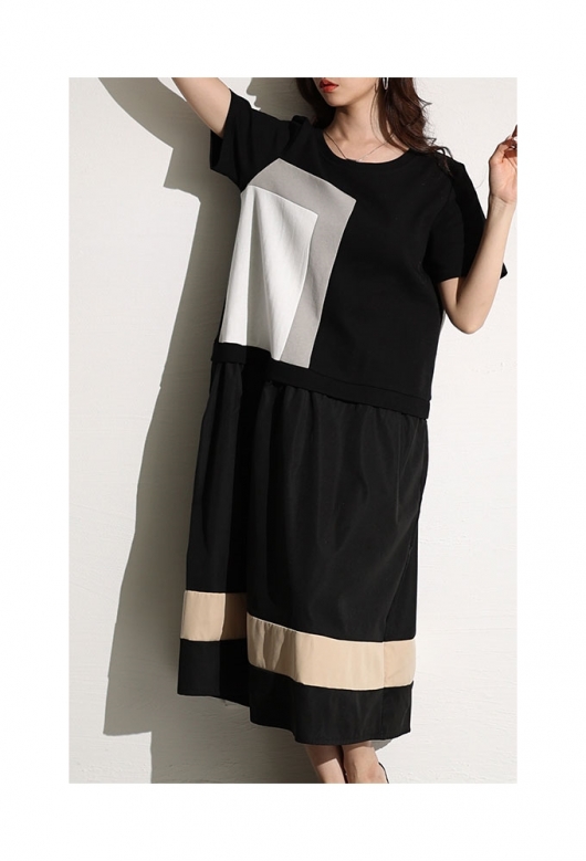 saintvetement アシンメトリージップワンピース　サンべットモン　麻 ZUCCa / P ステッチジャージィー / ワンピース(M black(26