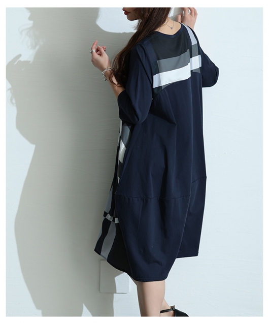 plantation チェック柄 ゆったり ワンピース インディゴ染め M LILA n' citta】ダイヤネックチェック柄ワンピース – LILA