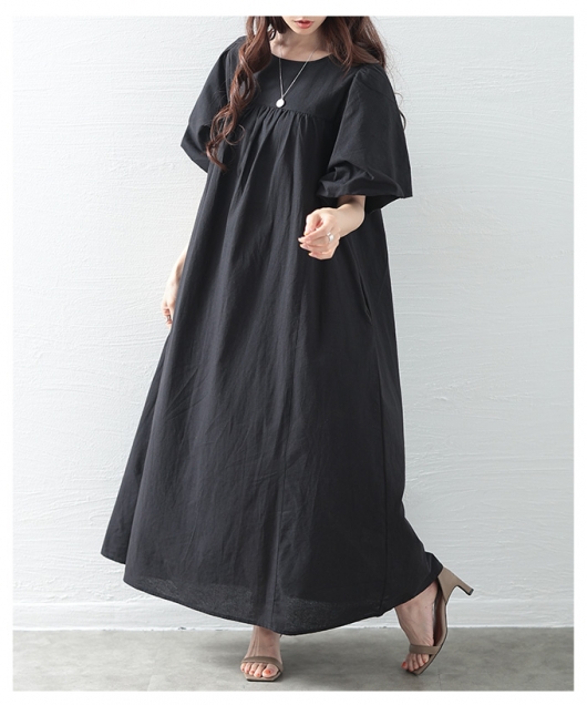 レディース 大人 上品 ガーリッシュに若見えボリューム袖ワンピース