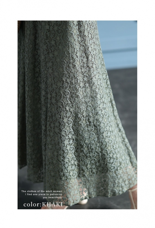 レディース 大人 モード 星屑が降り注ぐ星柄レースフレアスカート swmy