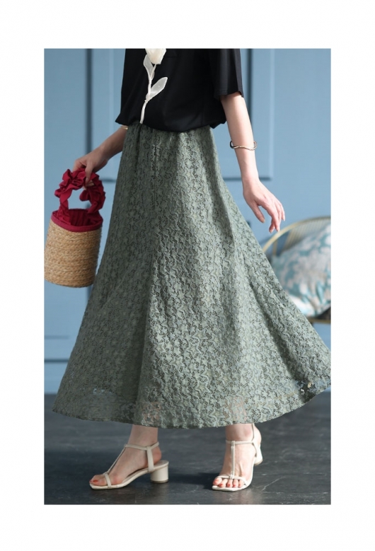 レディース 大人 モード 星屑が降り注ぐ星柄レースフレアスカート swmy